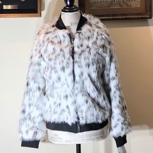 NWOT Say What? White & Black Faux Fur Jacket Sz M